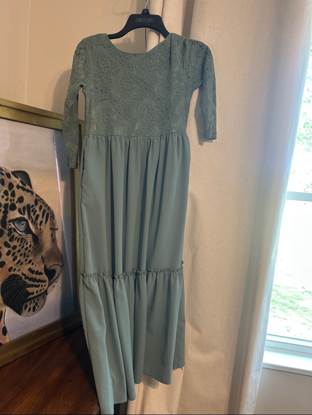 Lace Bodice Maxi Dress - Sage Green size 10/12